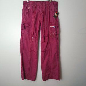 NWT Lucky Brand Berry Cargo Boho Indie Embellished Tie Front Pants - 30